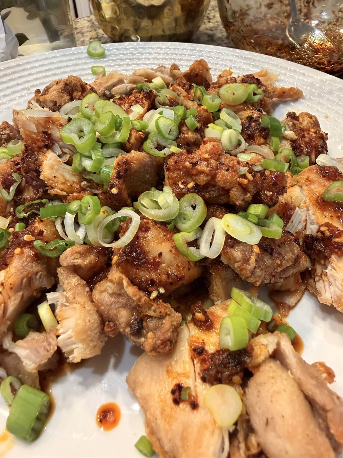 Crispy Szechuan Chicken with Scallions and Chili Oil
