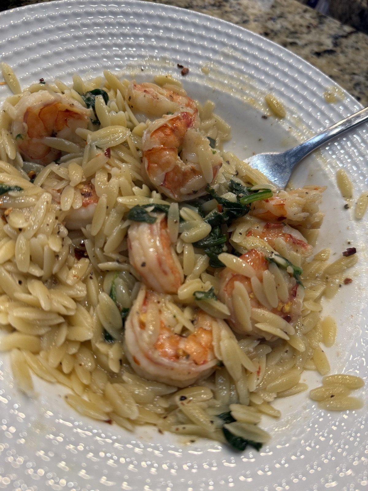 Garlic Butter Shrimp and Orzo with Spinach