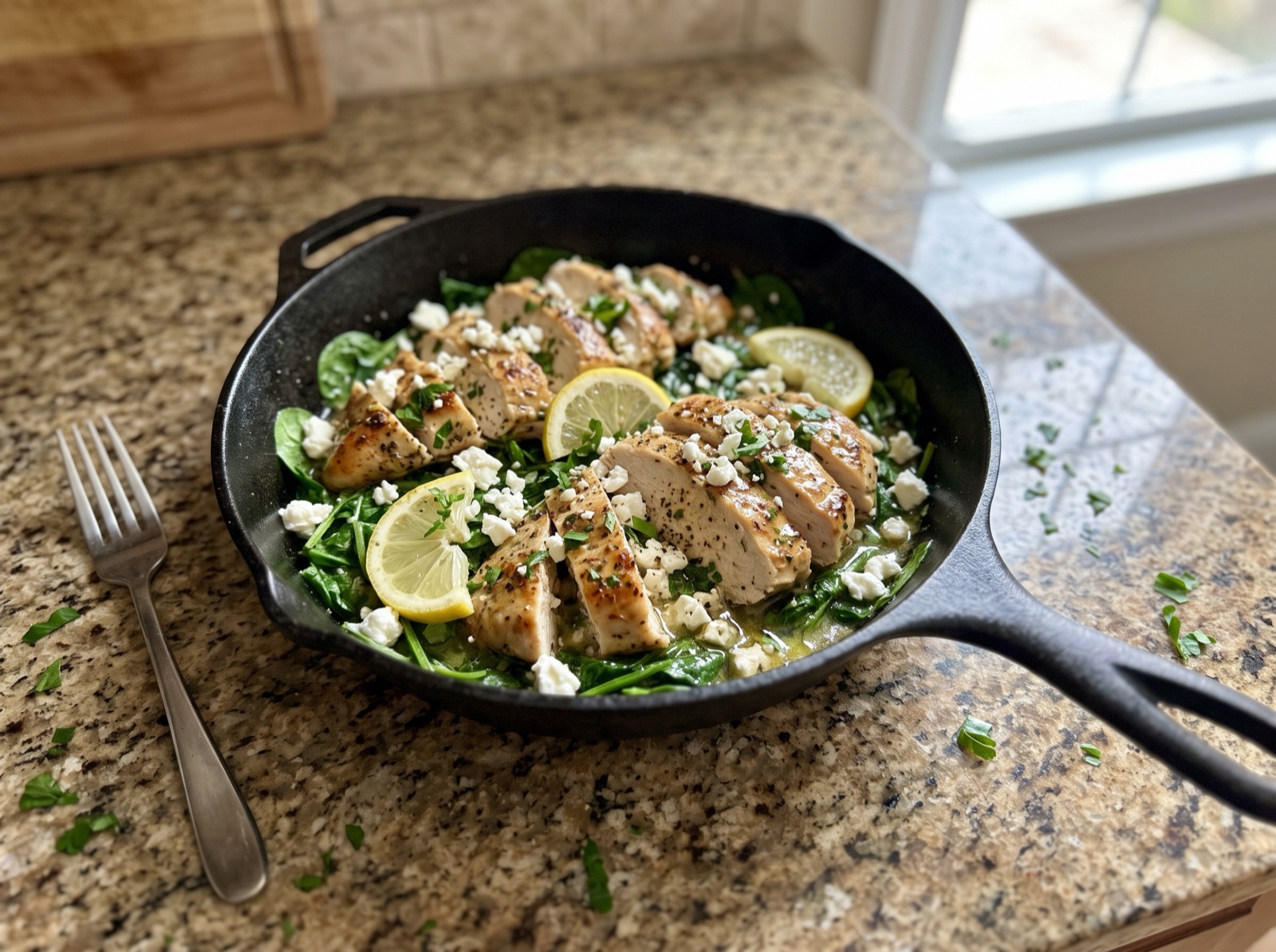 Greek Lemon Chicken with Spinach and Feta