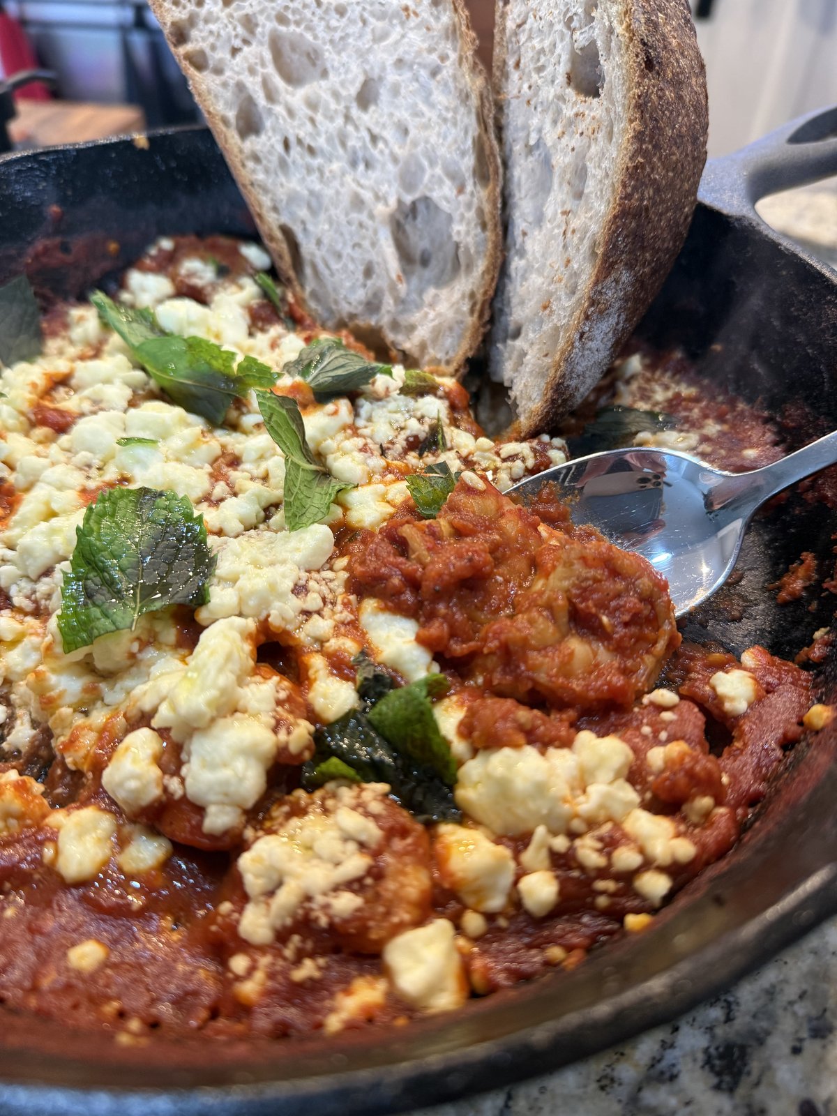Spiced Shrimp Saganaki with Tomato and Feta
